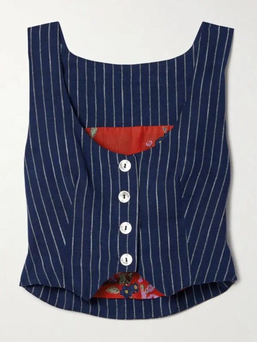 ALIX OF BOHEMIA Mossie Pinstripe Cotton-Canvas Vest